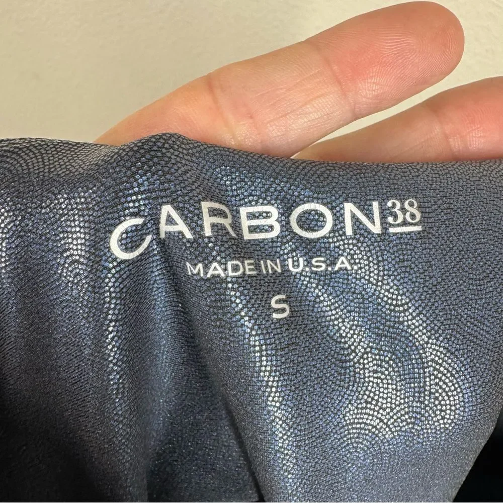 Carbon38 Blue Shiny Metallic Dot Full Length Leggings Women’s Size Small